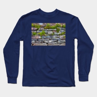 Moss and Ferns On A Slate Wall Long Sleeve T-Shirt